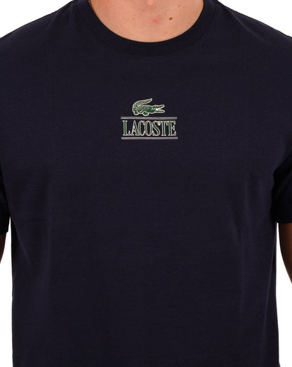 Lacoste – T-Shirt mit Markenlogo aus Baumwolljersey in Marineblau