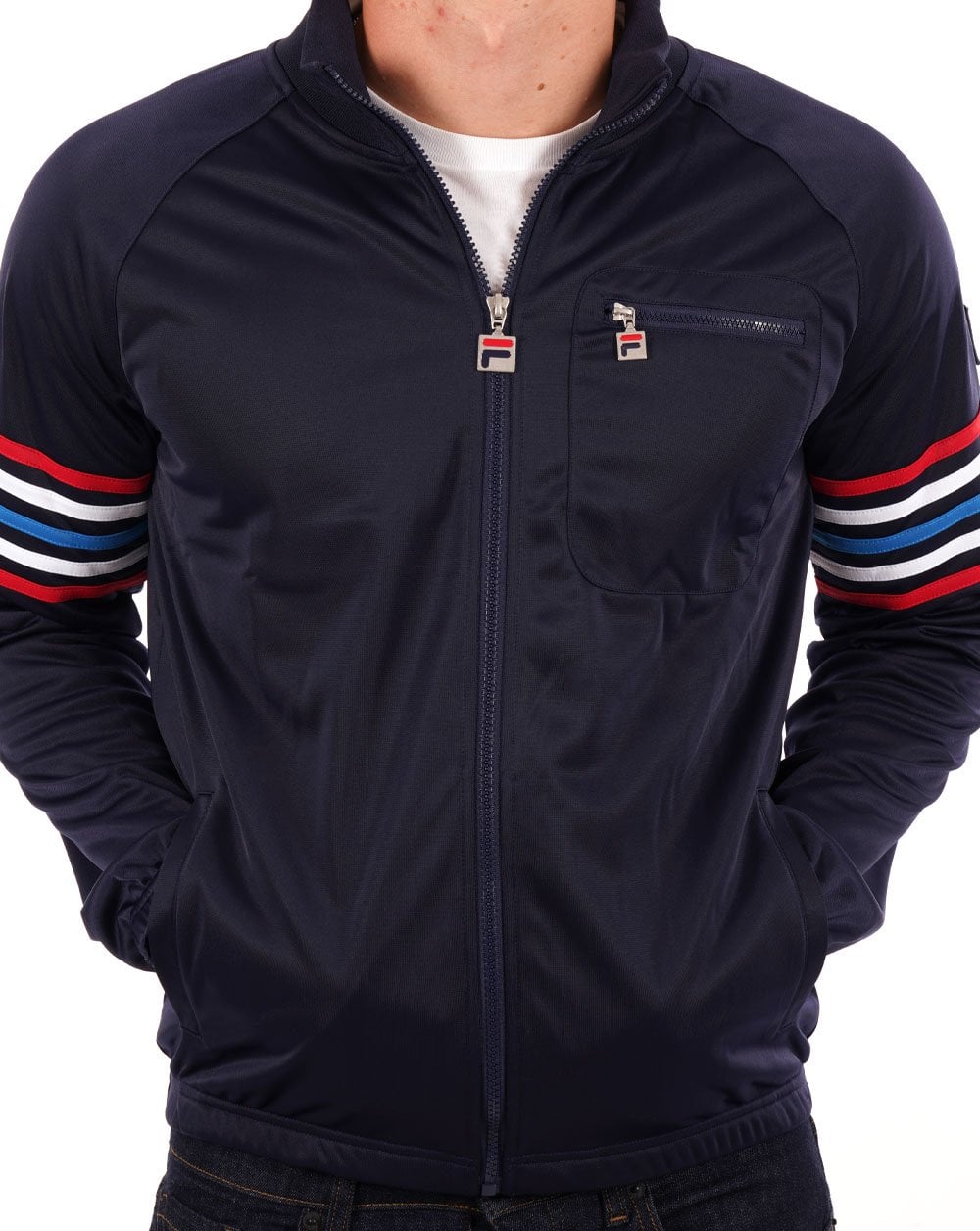 Fila Vintage 5-Streifen-Trainingsoberteil, Marineblau/mehrfarbig