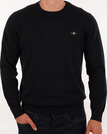 Gant Baumwollpullover mit Rundhalsausschnitt Marineblau