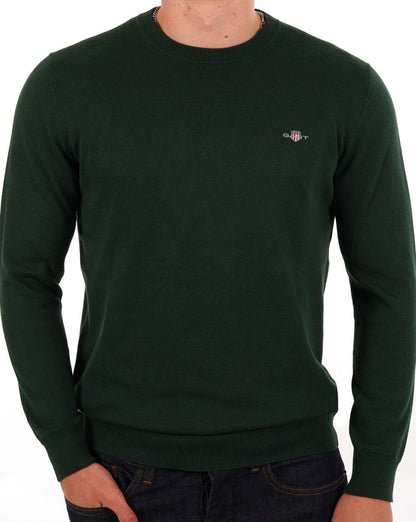 Gant Baumwollpullover mit Rundhalsausschnitt Grün