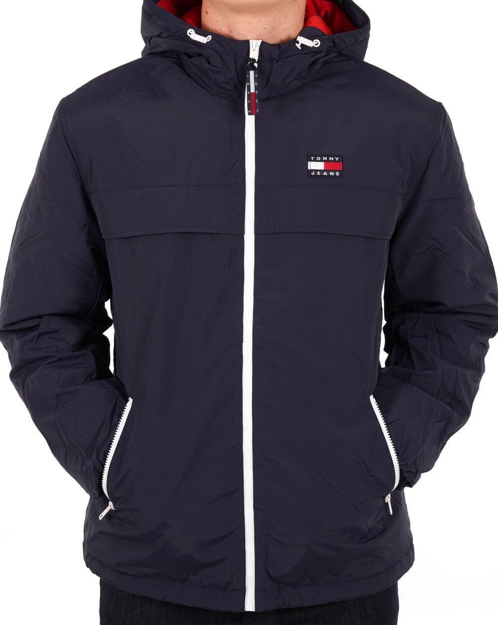 Tommy Jeans – Chicago – Wattierte Windjacke in Marineblau