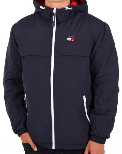 Tommy Jeans – Chicago – Wattierte Windjacke in Marineblau