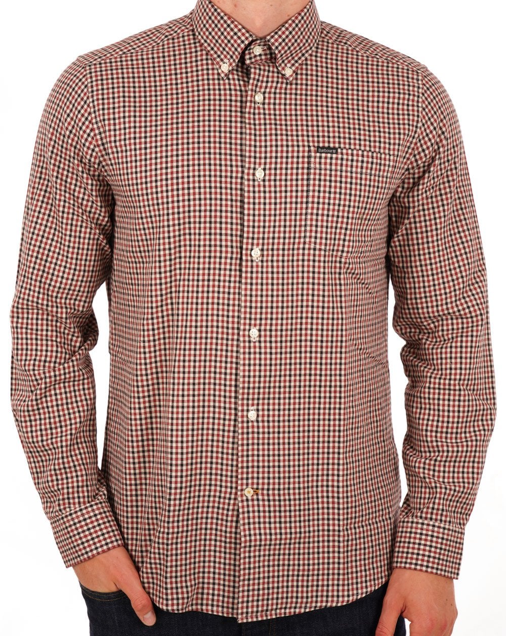 Barbour – Kariertes Hemd in Ecru