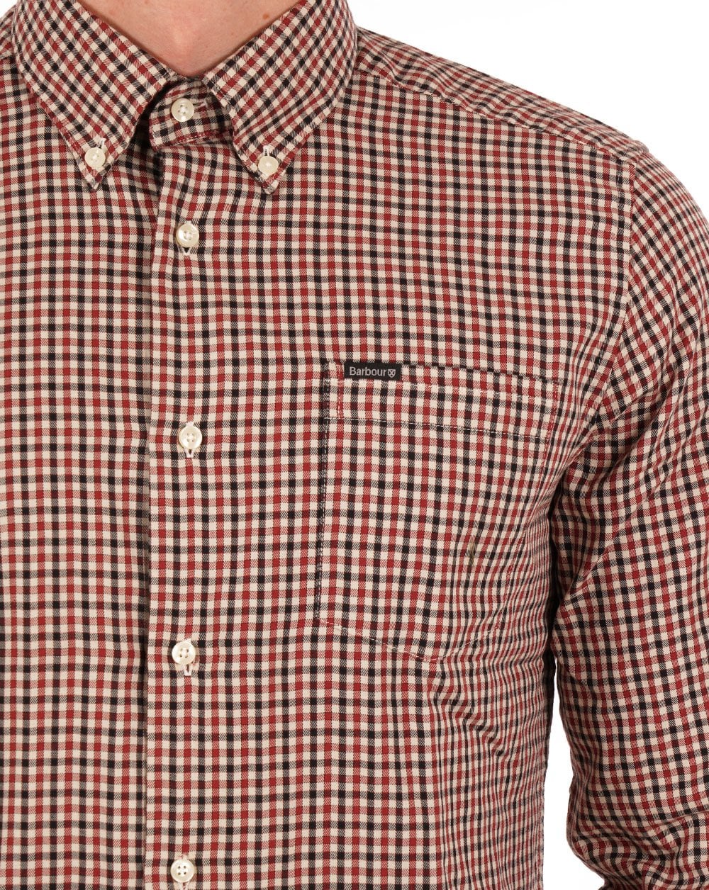 Barbour – Kariertes Hemd in Ecru