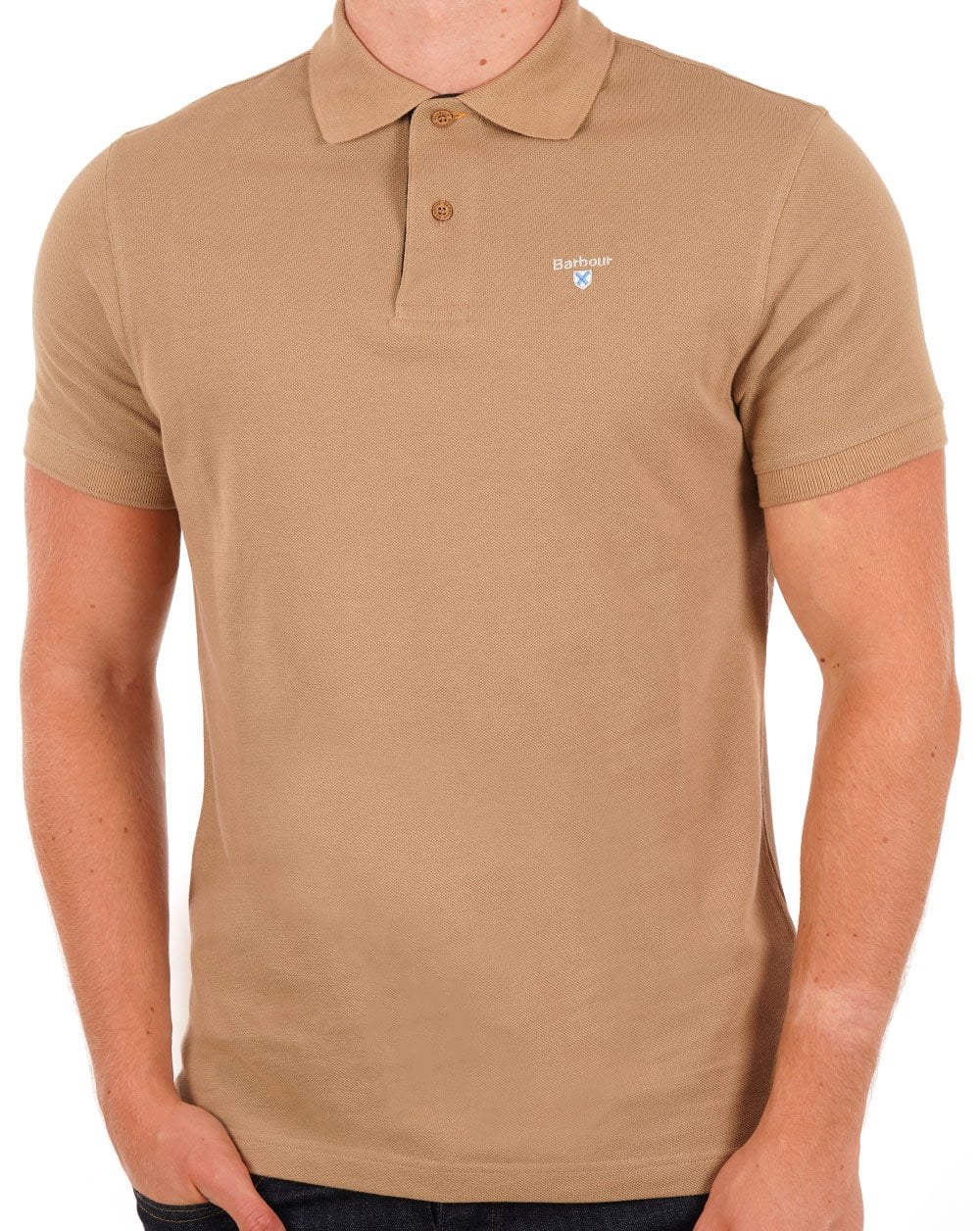 Barbour Tartan-Piqué-Poloshirt in Militärbraun