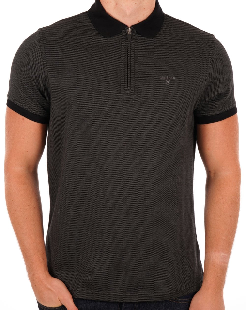 Barbour Kelleth Poloshirt mit Reißverschluss in Schwarz