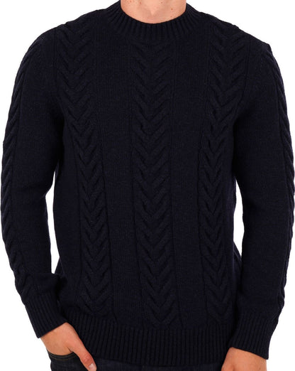 Barbour – Essential – Zopfmusterpullover in Marineblau meliert
