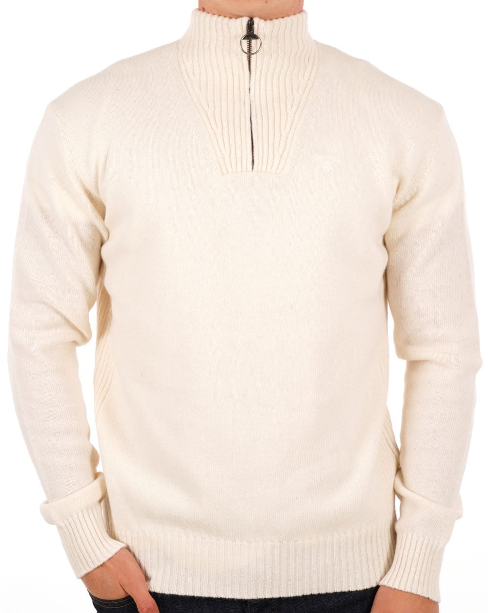 Barbour Lammwolle Half Zip Whisper White