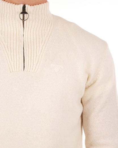 Barbour Lammwolle Half Zip Whisper White