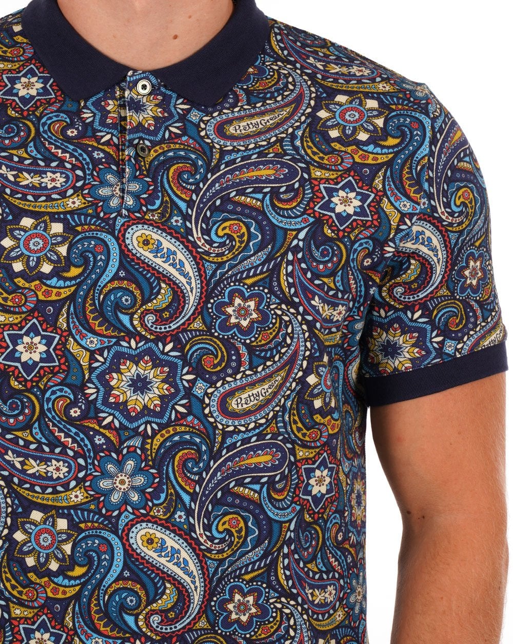 Pretty Green Marriot Paisley Polo Blau
