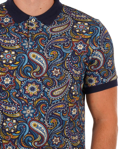 Pretty Green Marriot Paisley Polo Blau