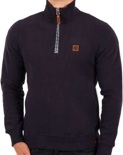 Trojan – Sweatshirt mit 1/4-Reißverschluss in Marineblau