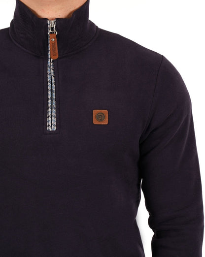 Trojan – Sweatshirt mit 1/4-Reißverschluss in Marineblau