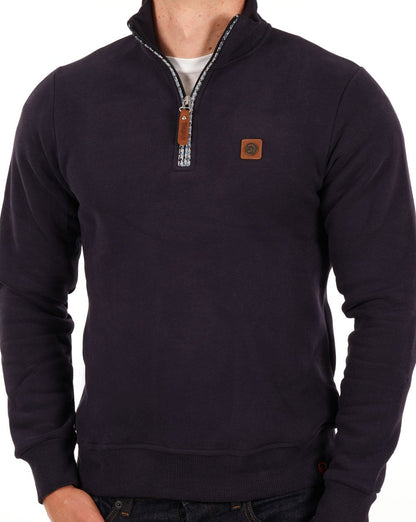 Trojan – Sweatshirt mit 1/4-Reißverschluss in Marineblau