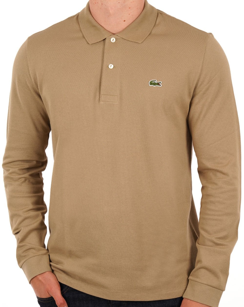 Lacoste Langarm-Poloshirt Sand