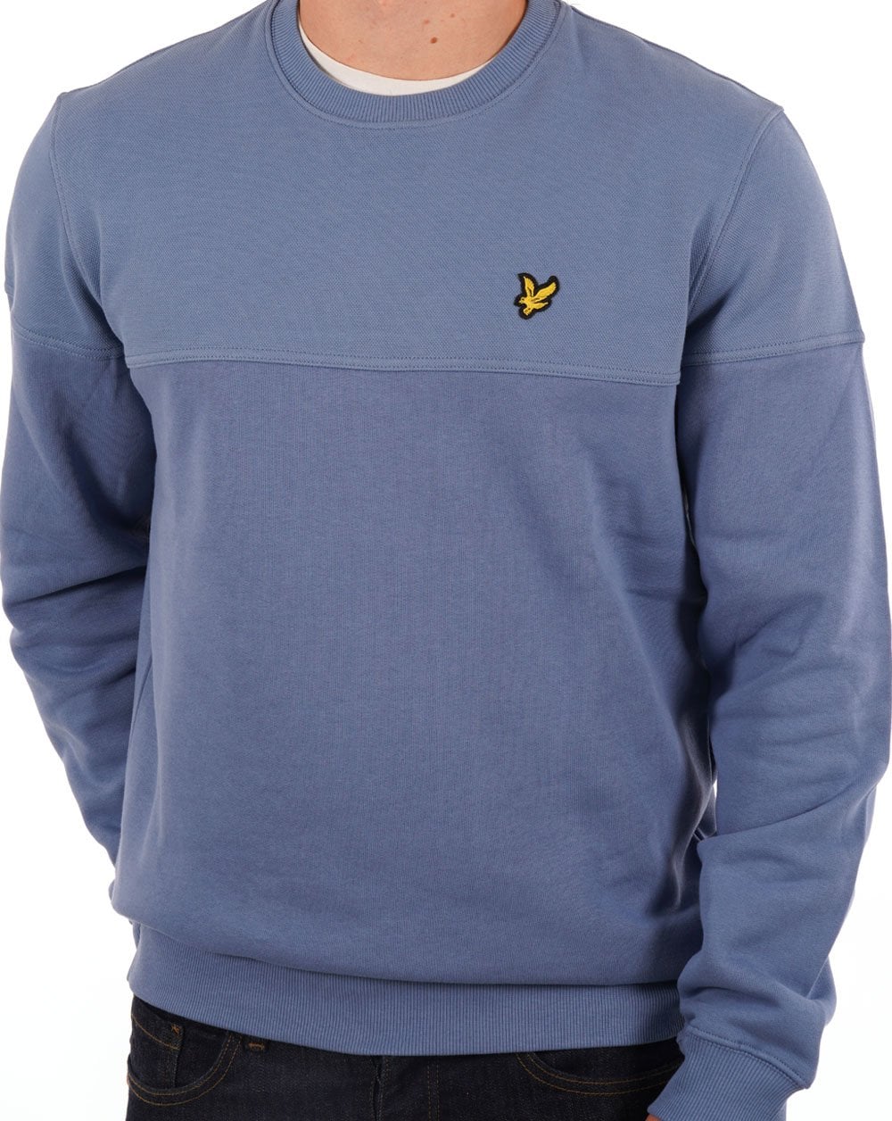 Lyle &amp; Scott – Strukturiertes Sweatshirt mit Rundhalsausschnitt, Pioneer Blue