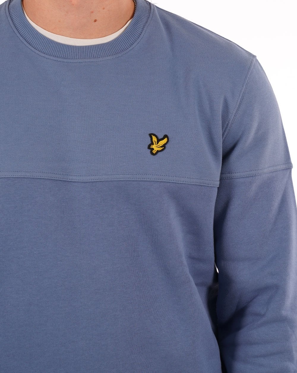 Lyle &amp; Scott – Strukturiertes Sweatshirt mit Rundhalsausschnitt, Pioneer Blue