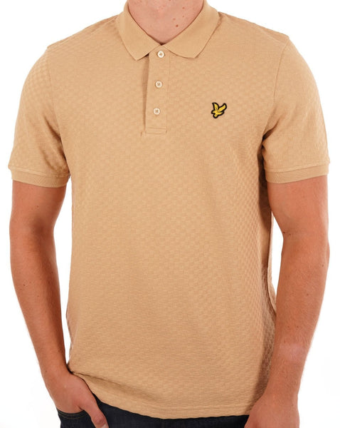 Lyle & Scott Grid Texture Polo Shirt Biscuit