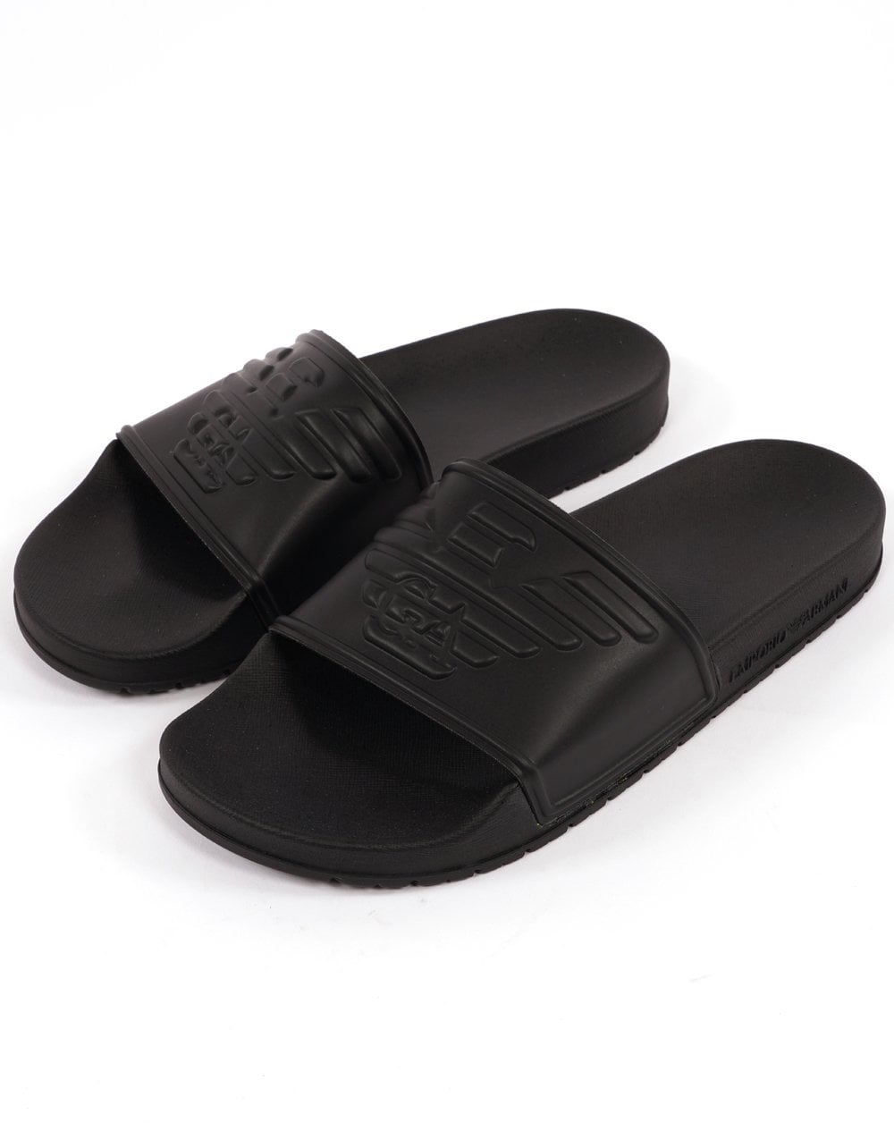 Emporio Armani – Slider mit Adler-Motiv in Schwarz