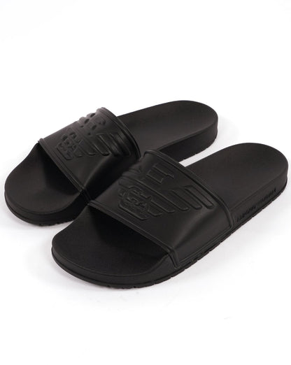 Emporio Armani – Slider mit Adler-Motiv in Schwarz