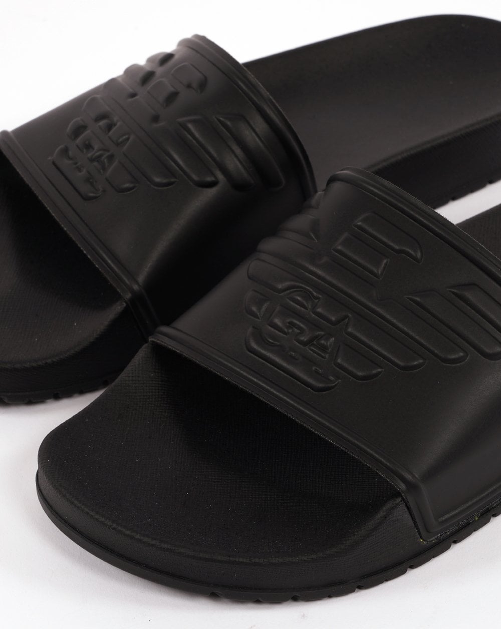Emporio Armani – Slider mit Adler-Motiv in Schwarz