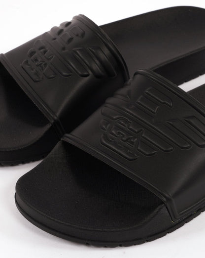 Emporio Armani – Slider mit Adler-Motiv in Schwarz