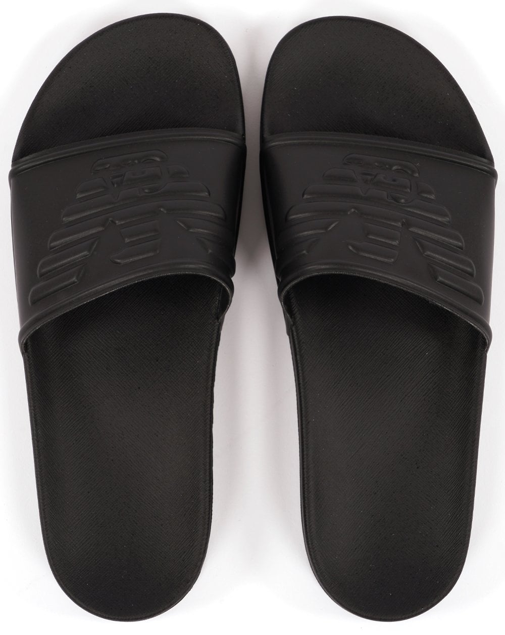 Emporio Armani – Slider mit Adler-Motiv in Schwarz