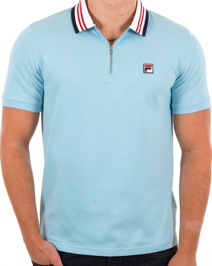 Fila Vintage Pietro Poloshirt mit Reißverschluss, Himmelblau