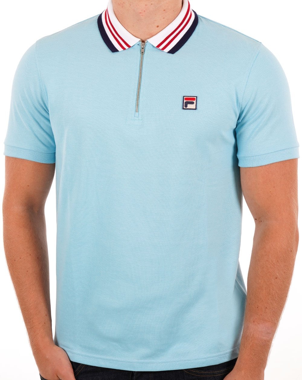 Fila Vintage Pietro Poloshirt mit Reißverschluss, Himmelblau