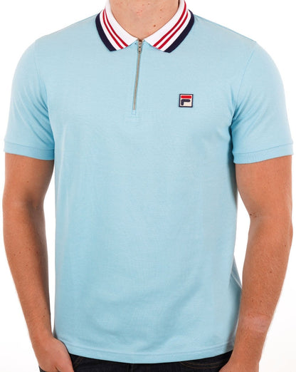 Fila Vintage Pietro Poloshirt mit Reißverschluss, Himmelblau
