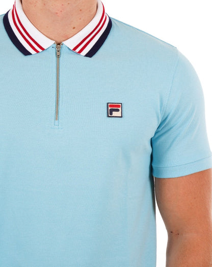 Fila Vintage Pietro Poloshirt mit Reißverschluss, Himmelblau