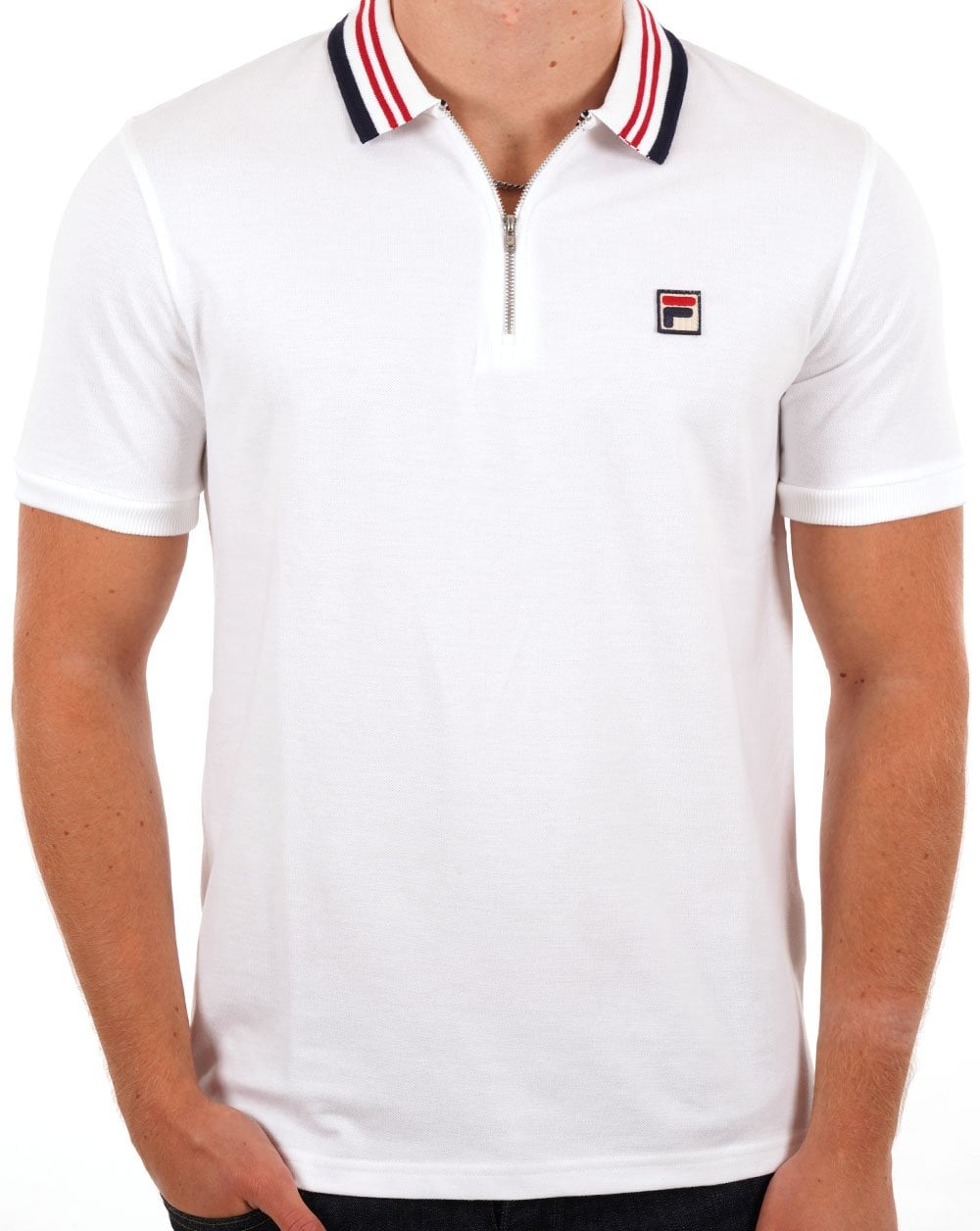Fila Vintage Pietro Poloshirt mit Reißverschluss in Weiß
