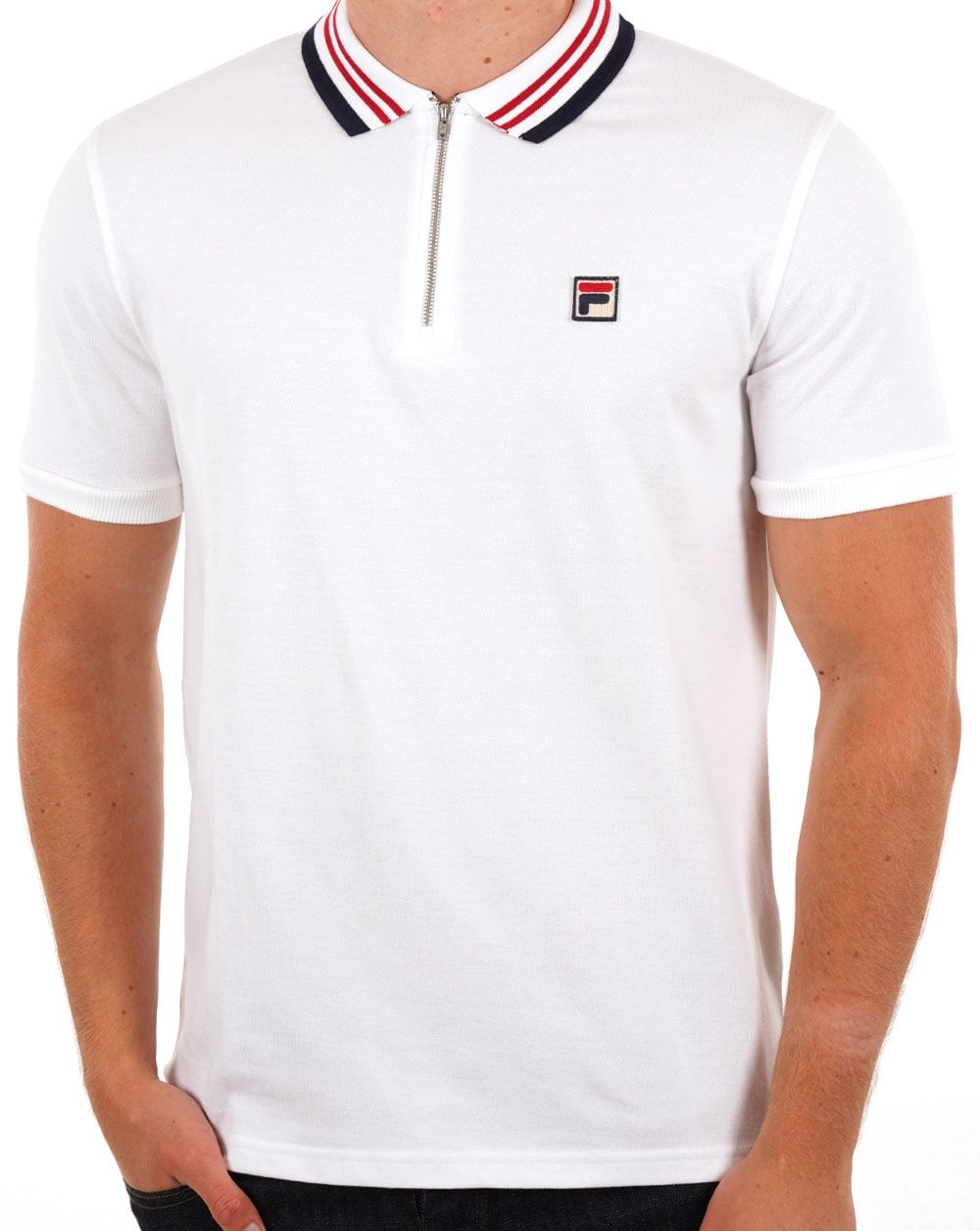 Fila Vintage Pietro Poloshirt mit Reißverschluss in Weiß