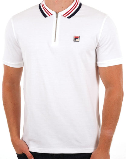 Fila Vintage Pietro Poloshirt mit Reißverschluss in Weiß