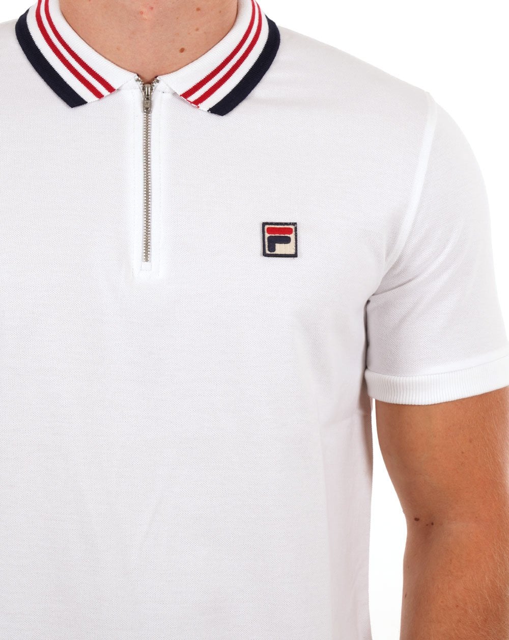 Fila Vintage Pietro Poloshirt mit Reißverschluss in Weiß