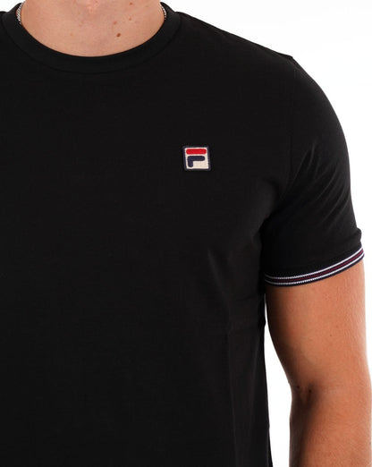 Fila Vintage T-Shirt mit Manschetten und Spitze in Schwarz