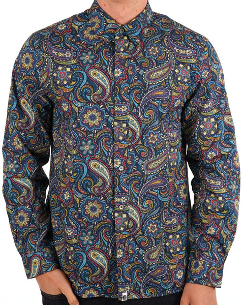 Pretty Green Marriot Paisley Shirt Blue