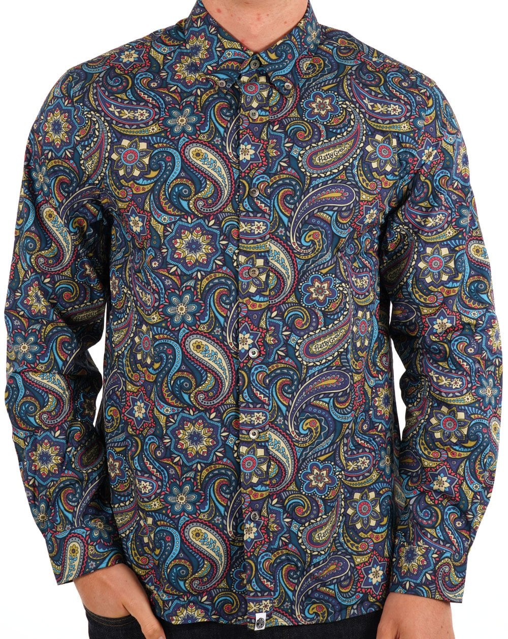 Pretty Green Marriot Paisley Hemd Blau