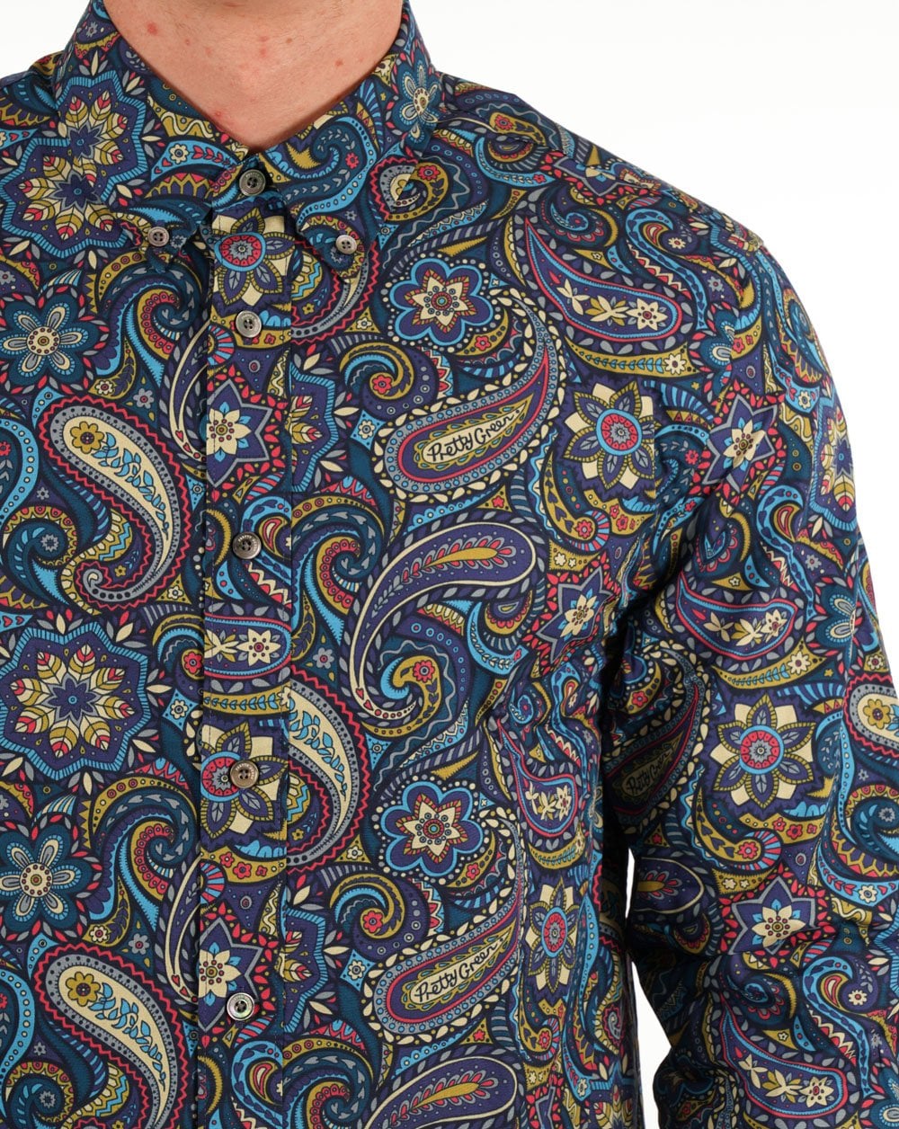 Pretty Green Marriot Paisley Hemd Blau