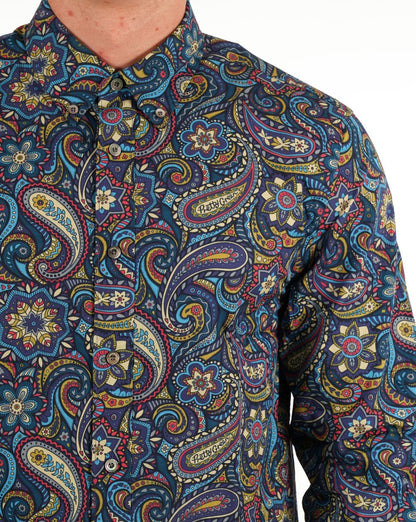 Pretty Green Marriot Paisley Hemd Blau