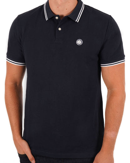 Pretty Green Barton Kurzarm-Poloshirt Marineblau/Weiß