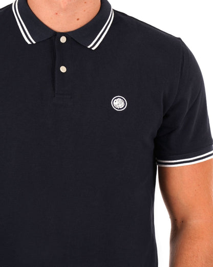 Pretty Green Barton Kurzarm-Poloshirt Marineblau/Weiß