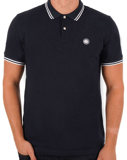 Pretty Green Barton Kurzarm-Poloshirt Marineblau/Weiß
