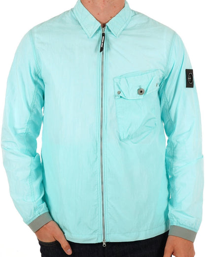 Marshall Artist – Überhemd aus Krinkle-Nylon mit Tasche, Cyan