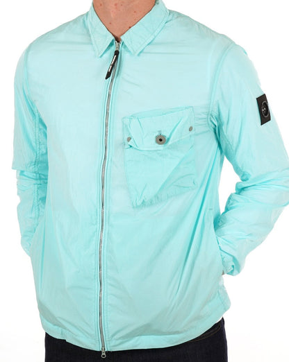 Marshall Artist – Überhemd aus Krinkle-Nylon mit Tasche, Cyan