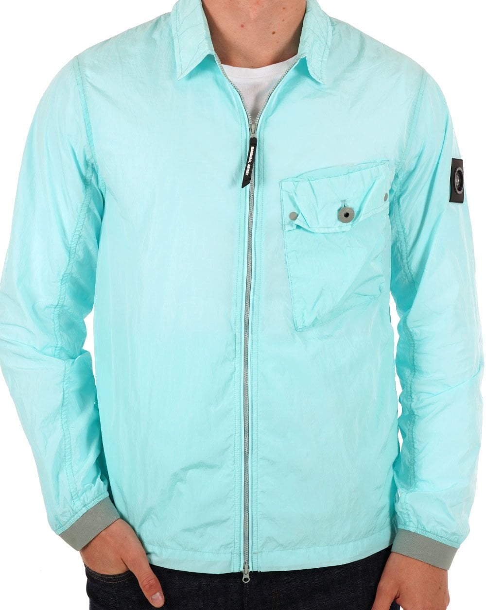 Marshall Artist – Überhemd aus Krinkle-Nylon mit Tasche, Cyan