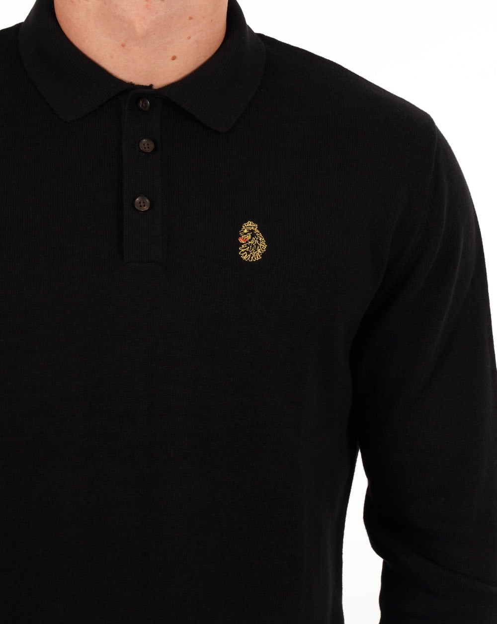Luke San Francisco Strick-Poloshirt Tiefschwarz
