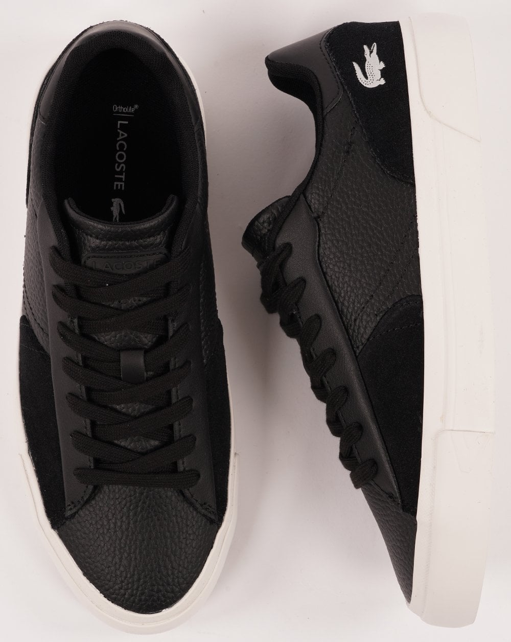 Lacoste L006 Ledersneaker Schwarz/Weiß