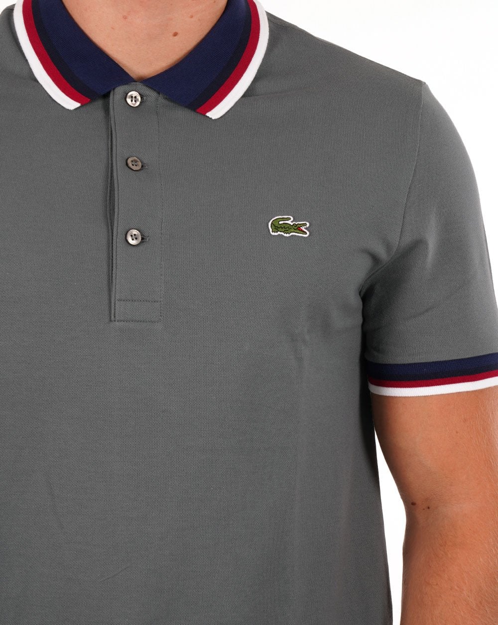 Lacoste Contrast Collar Polo Shirt Grey