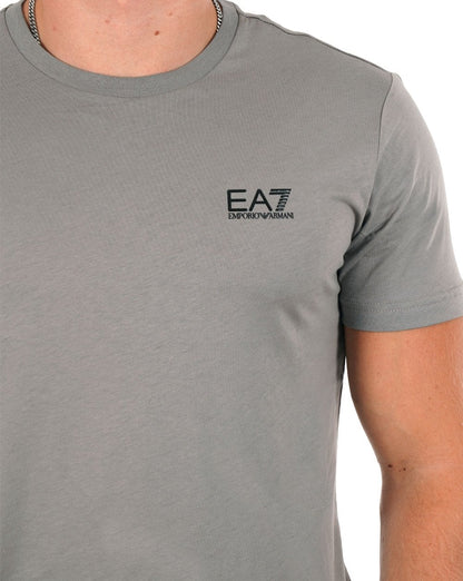 EA7 – Klassisches T-Shirt in Grau mit Flanellmuster